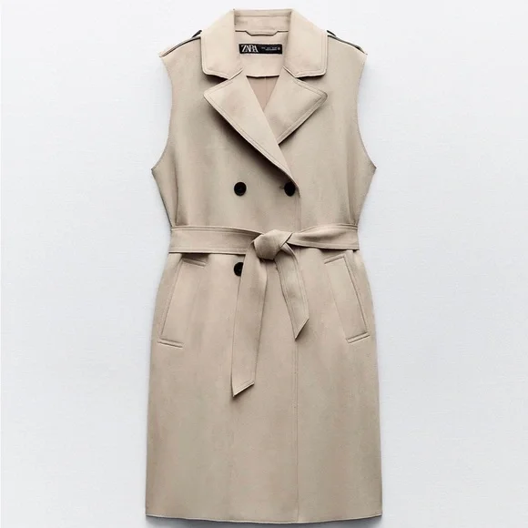 Zara Jackets Coats Zara Faux Suede Long Vest Poshmark